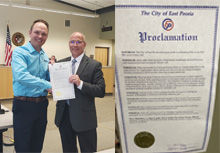 City of East Peoria Proclamation for 55 Years in Business